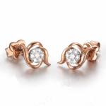 Hot Sale 18K Rose Gold 0.14 Carat Stud Women Earrings (GDE008)