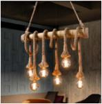 Hemp Rope Bamboo Glass Pendant Light For Living Rooms