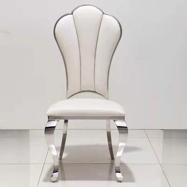 Stainless Steel Luxury White Polyurethane Dining Chairs No Armrest