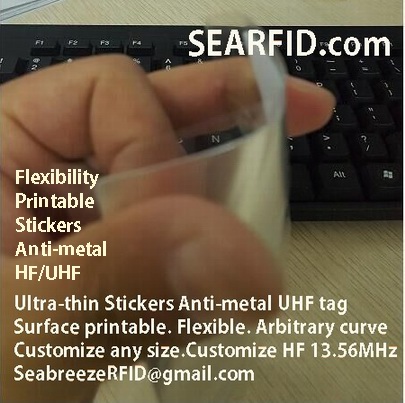 Ultra-thin Stickers Anti-metal UHF tag, Printable Tag