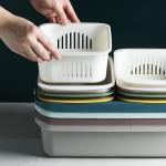 OEM ODM Rectangle Double Plastic Drain Basket Save Space Green