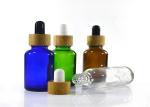 Luxury Bamboo Lid Dark Glass Dropper Bottles With Black Matte Glass Material