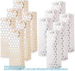 Champagne Wine Gift Bag Bulk With Tags, Polka Dots Single Bottle Holiday Gift