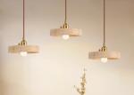 Yellow travertine wooden pendant lamp bedroom for home decorator interior stone