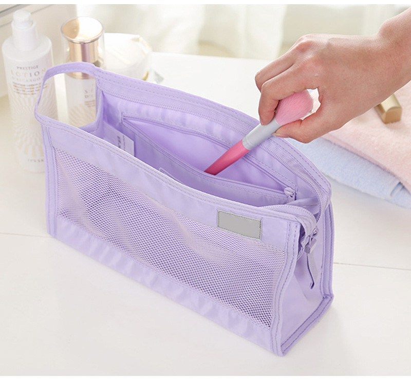 Eco-Friendly Promotional Zipper Transparent Polyester Mesh Cosmetic Bag