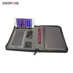 Waterproof Portable Zippered Leather Portfolio , PU Leather File Folder With