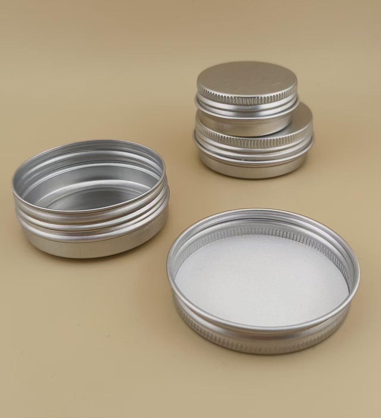 Silvery Aluminum Case with Screw Cap K-AB-1 for Cosmetic