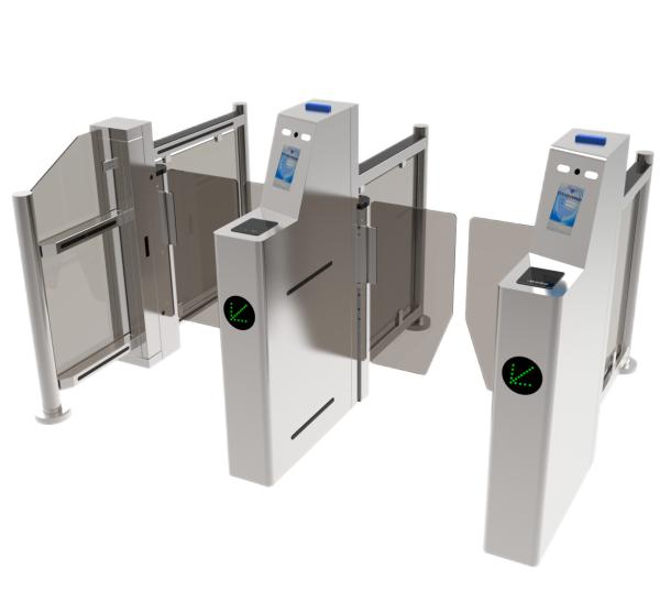 Access Control Barcode Scanner Turnstile Glass Barrier Bi directional For