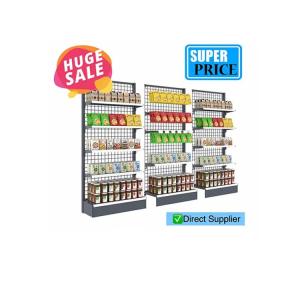 China Grid Mesh Back Gondola Shelving Heavy Duty Supermarket Rack Single Sided factory