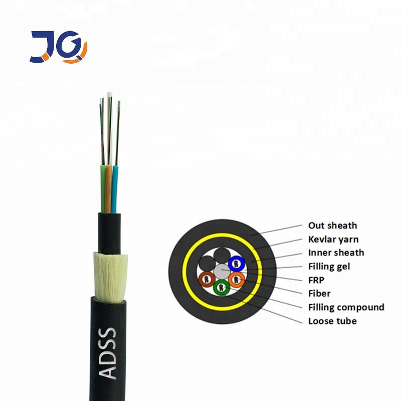 Outdoor Aerial Self Supporting Fiber ADSS Cable 24 Core 48core OHDPE Jacket 100-200m Span SM MM Fiber Optical Cable