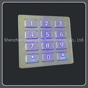 Stainless Steel Backlit Numeric Keypad 12 Buttons Type With Usb Interface