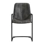 Leather Seater Black Metal Leg Z Armrest Modern Leisure Chair