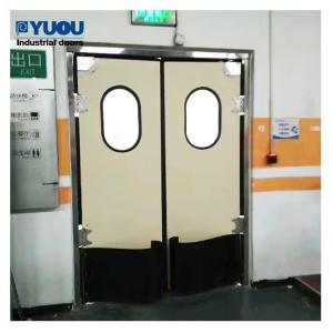 China Double Swinging Traffic Door Impact 1.0mm Stainless Steel 20mm Thick PMMA Window factory