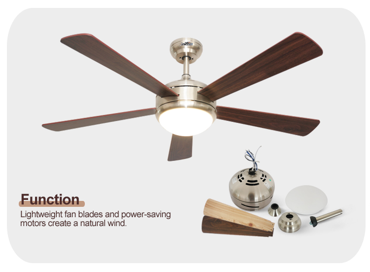 3 Color LED Light Modern Design 5 MDF Blades Large Ventilation Rotating Ceiling Fan
