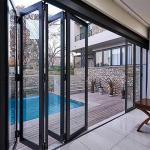 Double Glass Accordion Design Aluminium Folding Doors For Modern Large Bi