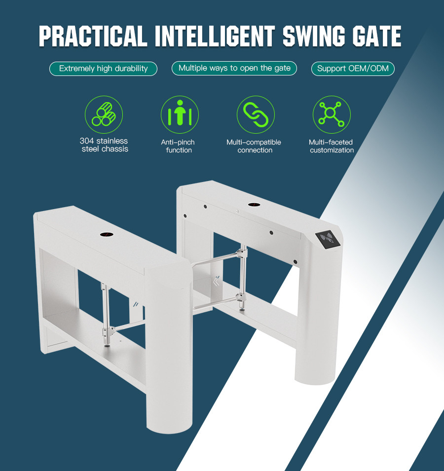 HCW Brushless Motor Automatic Swing Barrier Turnstile 40W For Pedestrian Management