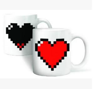 China New creative gift product Heart colour change temperature sensing ceramic mugs cup factory