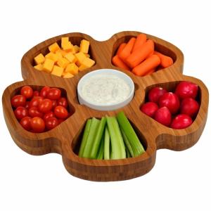 China Multifunction Bamboo Serving Tray 5 In 1 Fruit Platter Contemporary Style factory