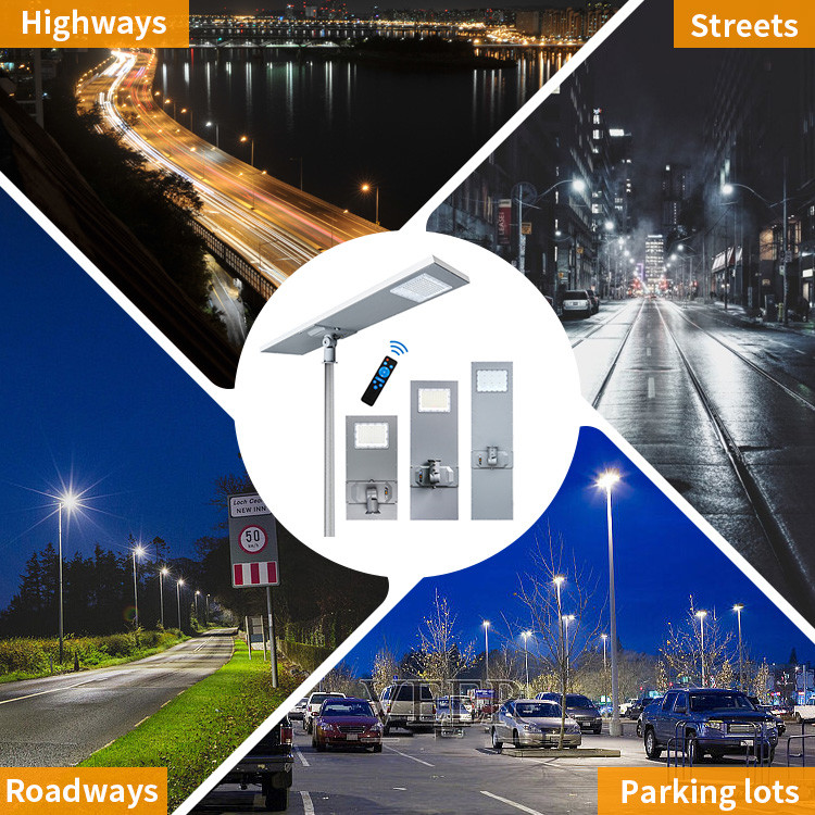 High Brightness All In One Solar LED Street Light Smart Lighting System 100w 150w 200w