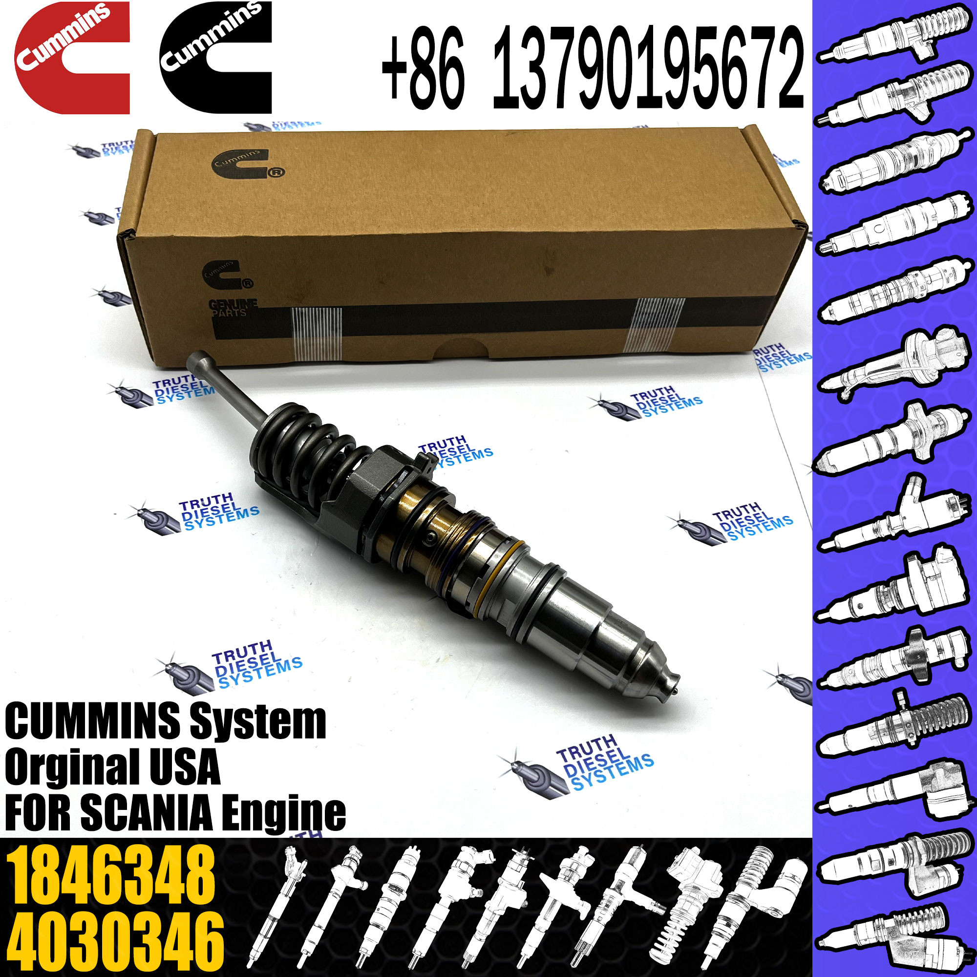 Diesel Fuel Injector 1846348 5634701 4030346 for Cummins QSX15 Diesel Engine