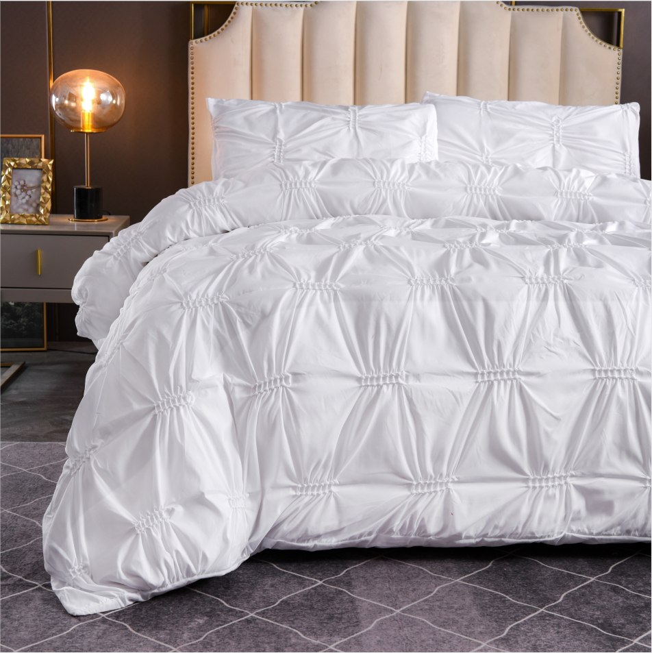 100% Polyester Solid Color Fern Flower Craft Duvet Bedding Set for Homeuse Plain Style