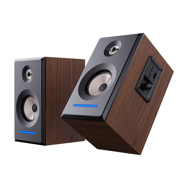 Active Brown BT 5.0 Wireless Bookshelf Speaker S-63 featuring TWO-WAY Audio Crossover