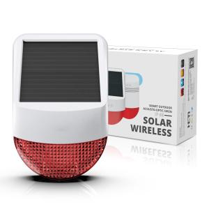 China 2022 Wholesale 105dB alarm sound Built-in balance device IP66 Outdoor Solar Siren With Repeater factory