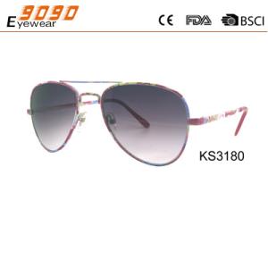 China 2017 new style children's sunglasses with metal frame ,UV 400 protection lens factory