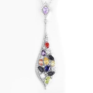 China Elegant Long Teardrop Zircon Pendant Sterling Silver Gemstone Jewelry For Ladies And Men factory