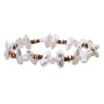 Unite Shape White Color Pearl Stretch Bracelet Statement Pearl Bracelet Gift