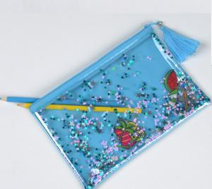 China Clear Small Plastic Gift Bags , Glitter Gift Pouch Blue Star For Christmas factory