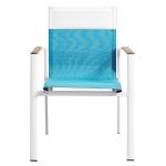 Aluminum Outdoor Textilene Teak Wood Armrest Dining Chairs For Restaurant