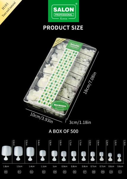 Artificial Acrylic False Nail Full Cover Natural Color Fake Toenail Foot Toe