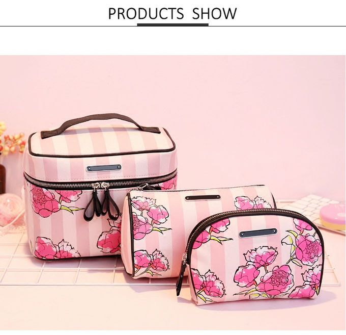 Flower Printing Zipper Closure Lipstick Travel Toiletry Bag