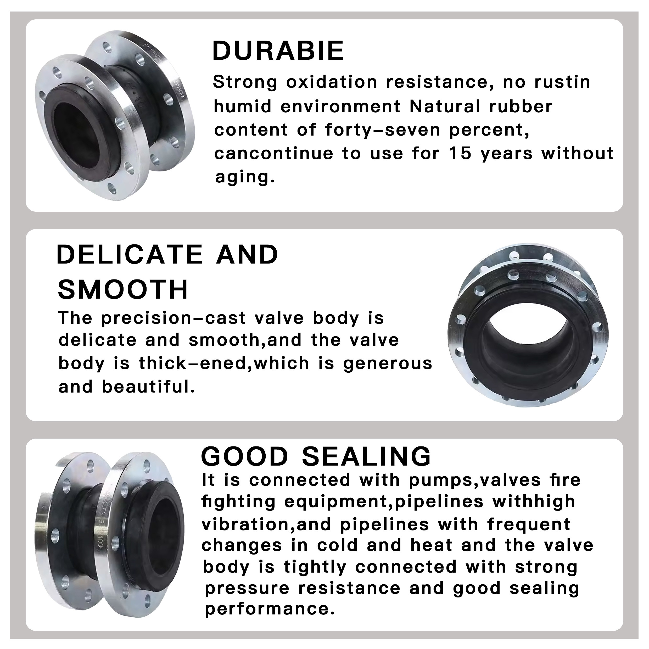 Galvanized Single Sphere Epdm Rubber Expansion Joint Bellow Compensators