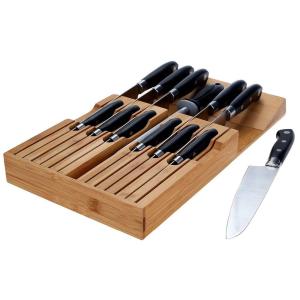 China In-Drawer Kitchen Bamboo knife block Drawer Organizer and Holder factory