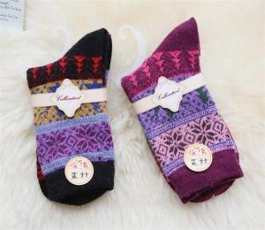 China Graceful christmas tree design high warmth winter wool thick dress socks for female factory