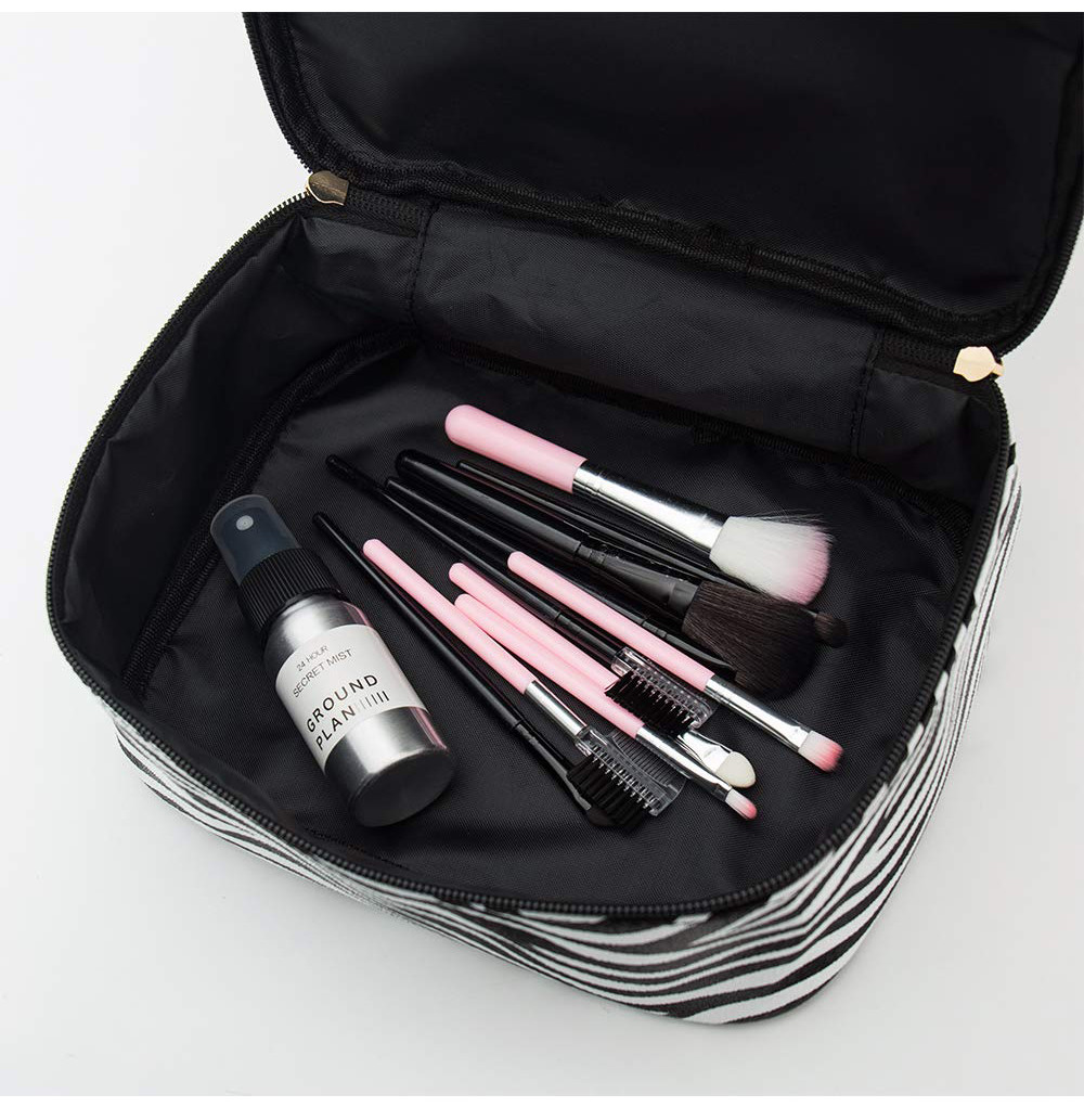 3 Pack Zebra Striped PU Leather Toiletry Travel Bag