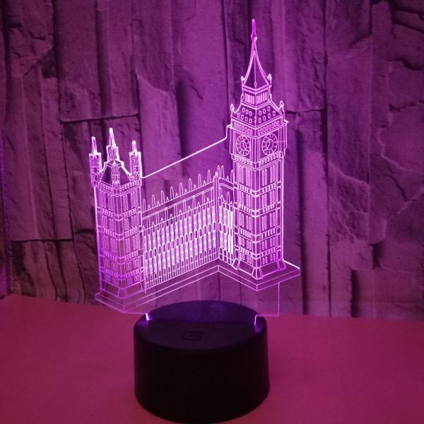Building Big Ben 3D Night Lights Colorful custom picture Vision Gift Acrylic Table Lamps