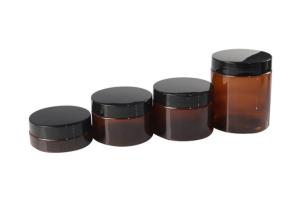 China Comestic Packaging Amber PET Jars Plastic Cosmetic Cream Jars With Lids factory
