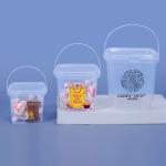 Customrized Logo 280ml 500ml 1L 2L Clear Thicken Square Plastic Buckets With