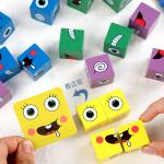 Wooden Face Changing Cube Building Block For Infants And Young Children