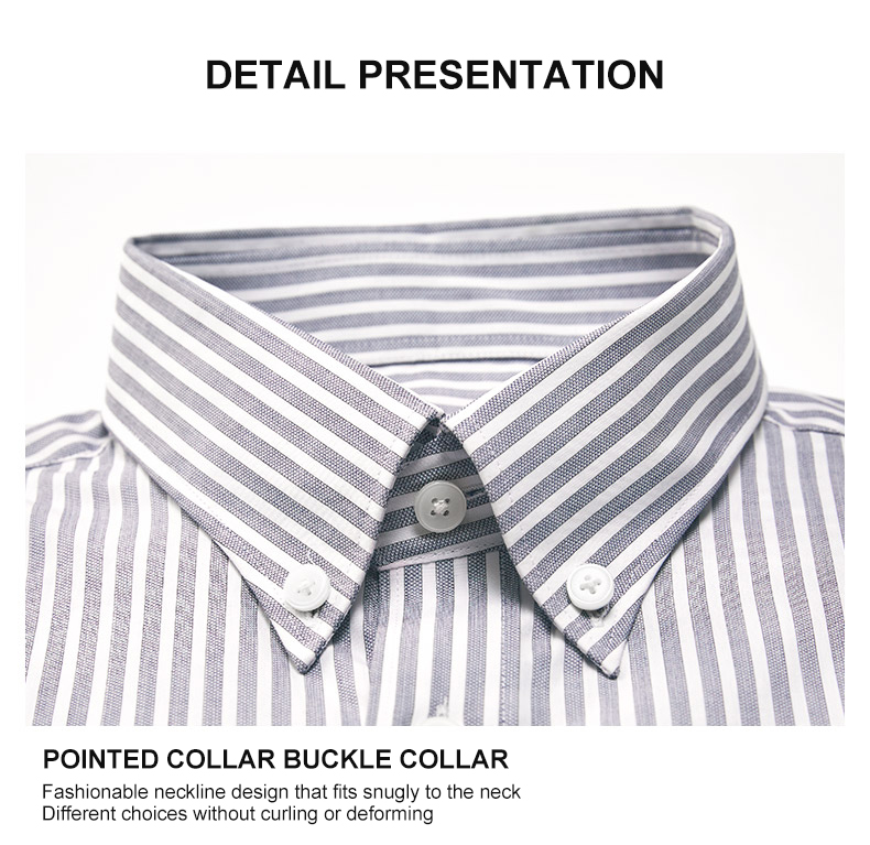 Button Down Collar Blue and White Striped No Ironing French Inch Groom's Formal Shirt