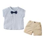 Children'S Outfit Sets Short Sleeve Top Bow Tie Casual Children'S Wear Two Piece
