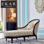Leather And Fabric Antique Style Chaise Lounge Chair