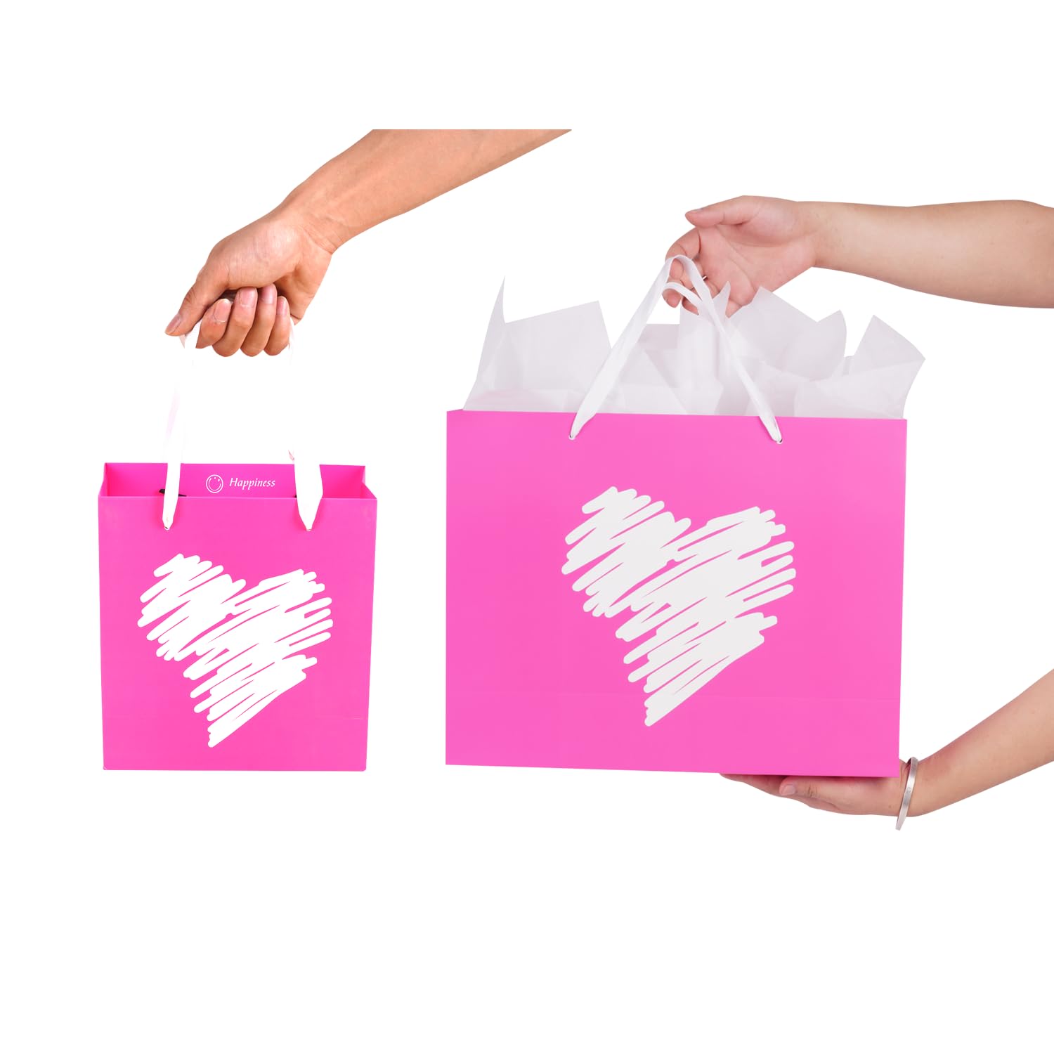 Custom Order Luxury Pink Heart Gift Jewelry Shopping Paper Bag for Valentine's Day