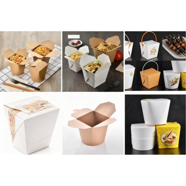 Wholesale White Kraft Paper Noodle Box Disposable Food Packaging Noodle Take Out Food Container