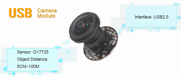 OmniVision 640*480 VGA CMOS Sensor USB2.0 OV7725 Color USB Camera Module