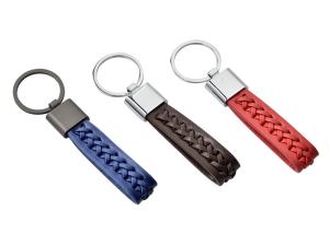 China Zinc Alloy PU Leather Key Chains Woven Lanyard Braided Rope Keychain factory