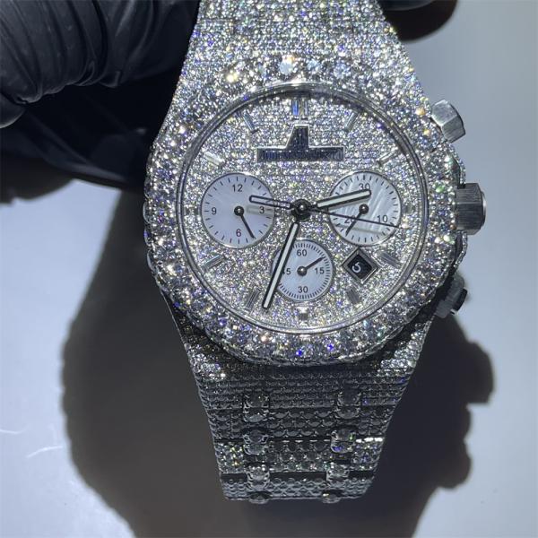 VVS Diamond Moissanite Iced Out Watch Hand Setting Luxury Automatic Mechanical